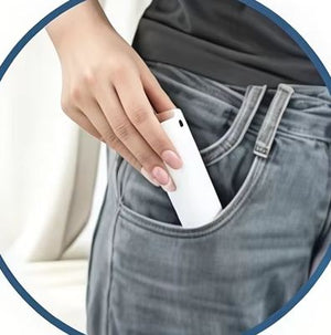 Pump slipping into a jeans pocket